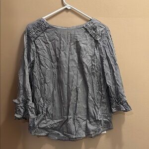 New York & Company Gray Silver Flutter Sleeve Blouse